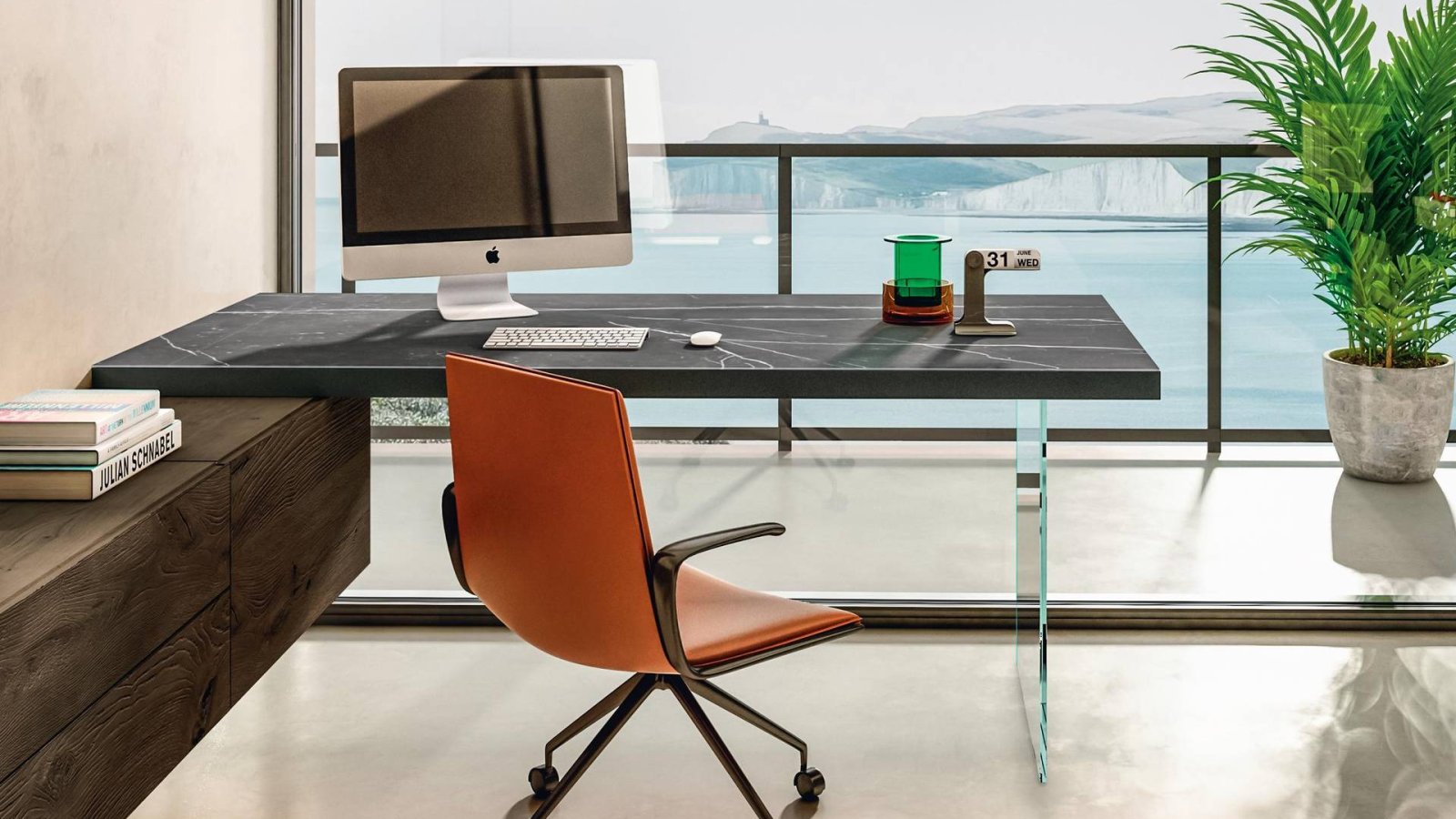 רגליים מזכוכית מחוסמת של שולחן Air Desk