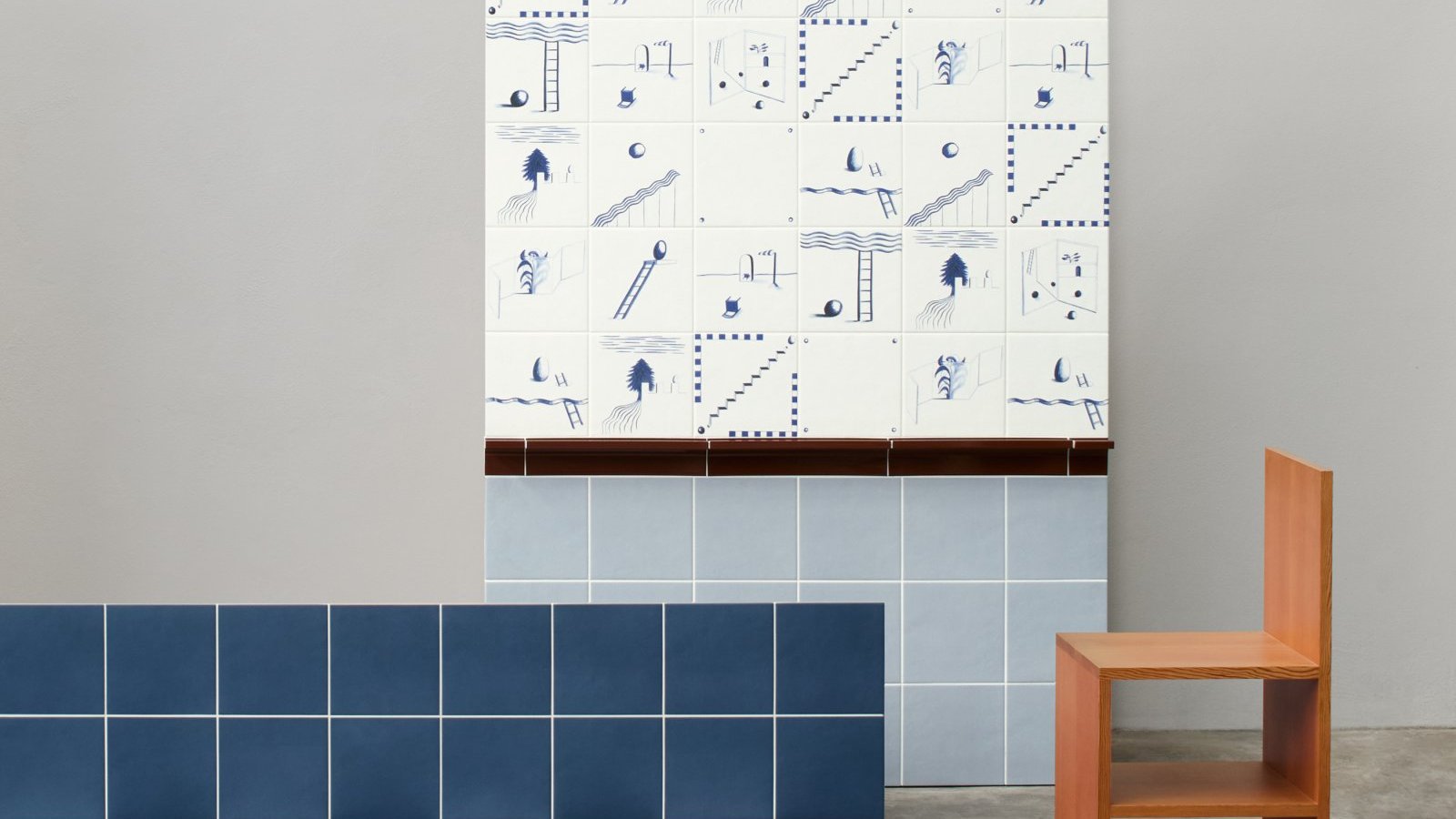 רצפת גרניט Dintorni של Mutina עם דגמים גיאומטריים צבעוניים