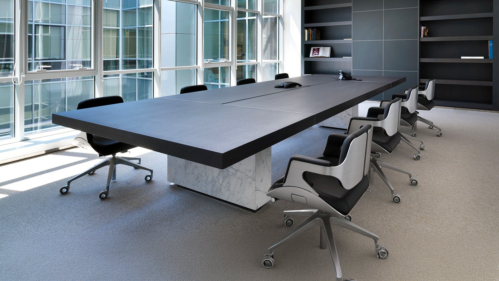 שולחן ישיבות Asymmetrical Meeting של Tecno עם משטח א-סימטרי