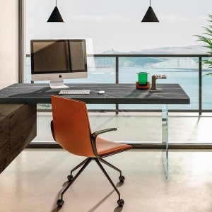 רגליים מזכוכית מחוסמת של שולחן Air Desk
