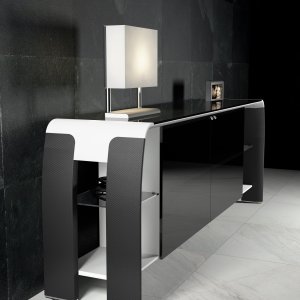 פקדי מגע של Soundoffice על מגן השולחן מעור של שולחן AlfaOmega