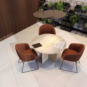 טרוורטין רומי על משטח שולחן הישיבות Ginza מקרוב