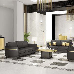 שולחן מנהלים iSixty Luxury בעור זהב עם מילה silicio