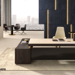 שולחן מנהלים מודרני I Rovereschi מבית Della Rovere, דגם Bellagio באגוז מעושן