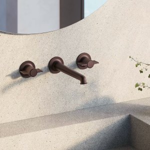 סוללת כיור Fantini Flora בשלושה קדחים עם ידיות בעלות כנף אחת בגימור כרום