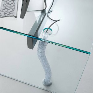 Air Desk עם משטח קריסטל במראה עור, Gallotti & Radice
