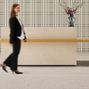 חזית גרניט Pacific Bianco על דלפק Kyo Reception