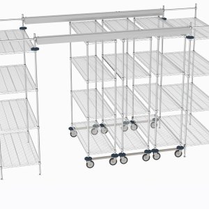 ריהוט לעבודה שיתופית: מדף Super Erecta של Metro בגימור Metroseal בחלל עבודה