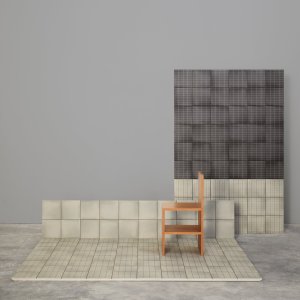 אריחי Aurore Charcoal ו-Light Blue Grid L בהנחה קונטרסטית