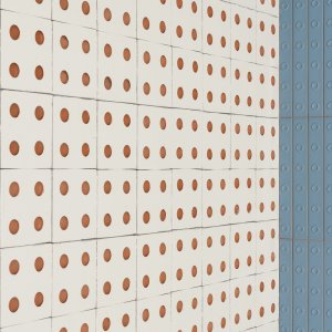 קיר Bloc outdoor מטרקוטה חשופה בחצר
