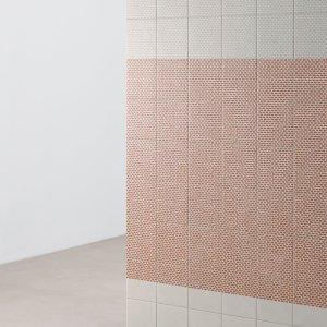 דוגמת Grainy White של Tape Mutina על בסיס לבן
